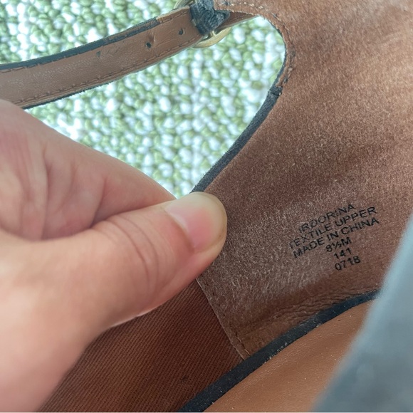 Gray Ankle Strap Block Heel Shoes Size 8.5 - Picture 8 of 9